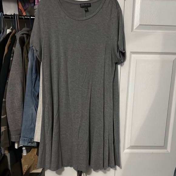 Forever 21 Gray Crew Neck Mini Sundress Casual - Picture 2 of 4